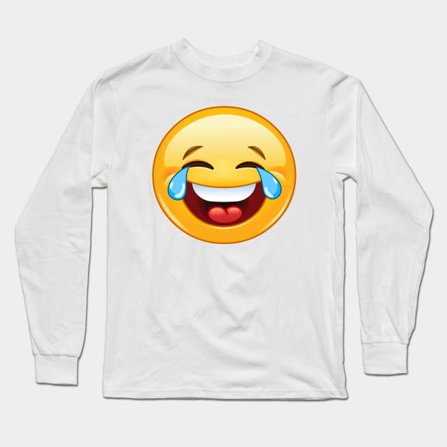 Emoji with tears of joy Long Sleeve T-Shirt by DigiToonsTreasures